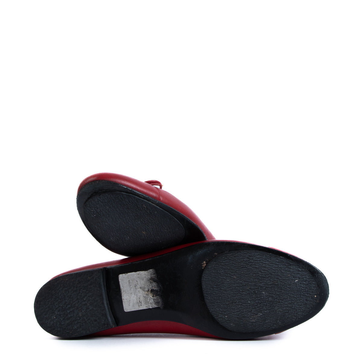 Chanel Red Leather CC Ballerina Flats - Size 39