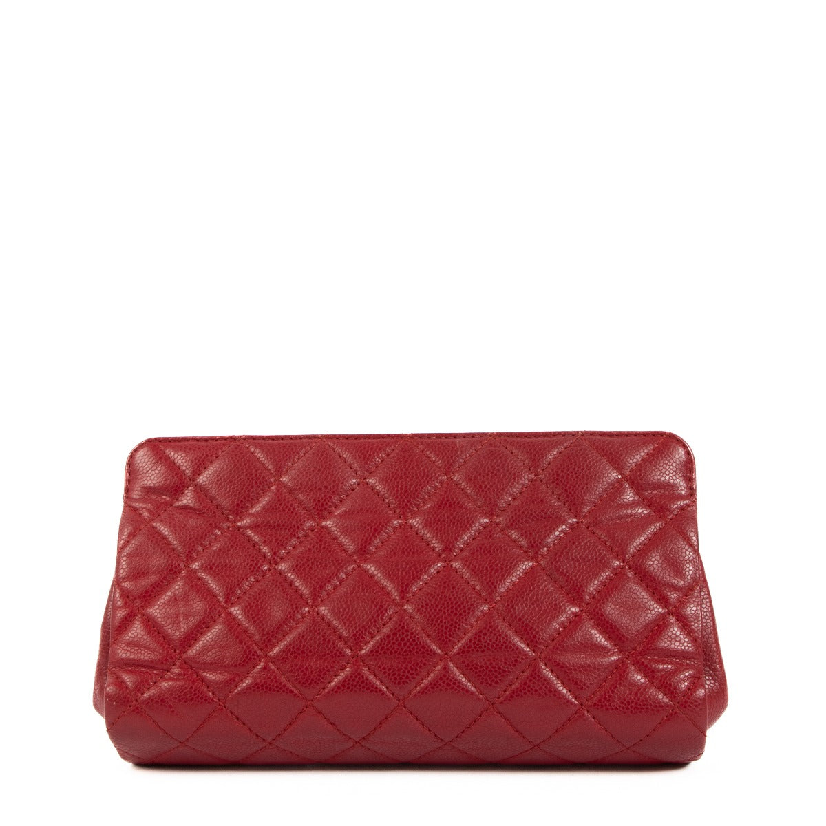 Chanel Red Caviar Quilted CC Clutch Bag