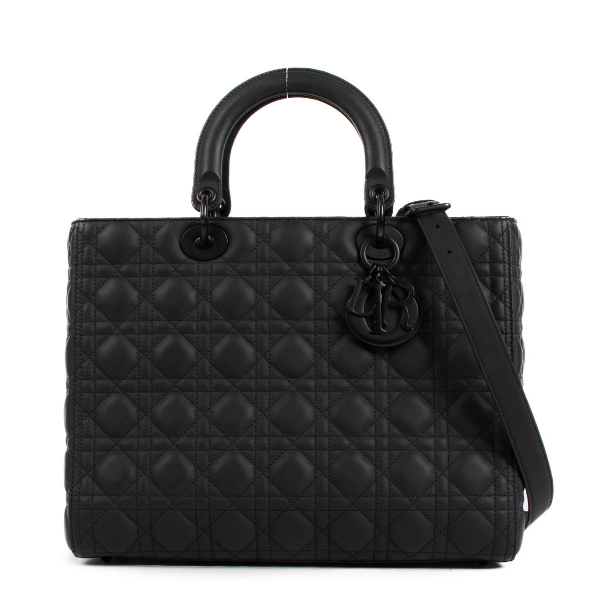 Shop safe online at Labellov in Antwerp, Brussels or Knokke this 100% authentic second hand Christian Dior Black Ultramat Calfskin Leather Medium Lady Dior