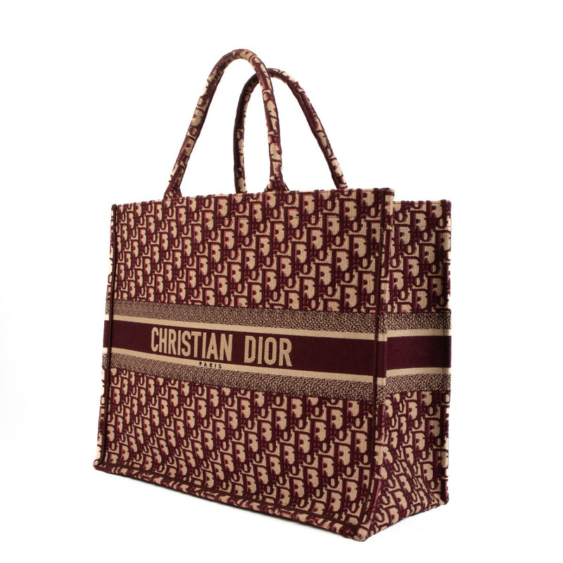 Christian Dior Burgundy Oblique Large Book Tote