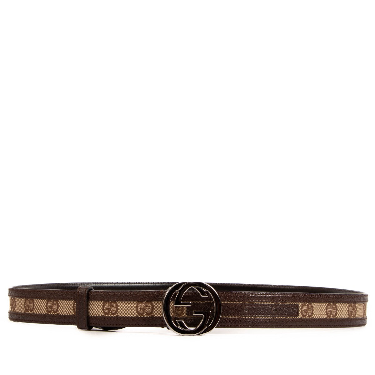 Shop safe online at Labellov in Antwerp this 100% authentic second hand Gucci Brown Monogram Belt - size 90