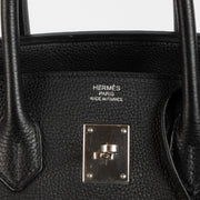 Hermès 2014 Birkin 35 Black Togo Palladium Hardware logo stamp detail