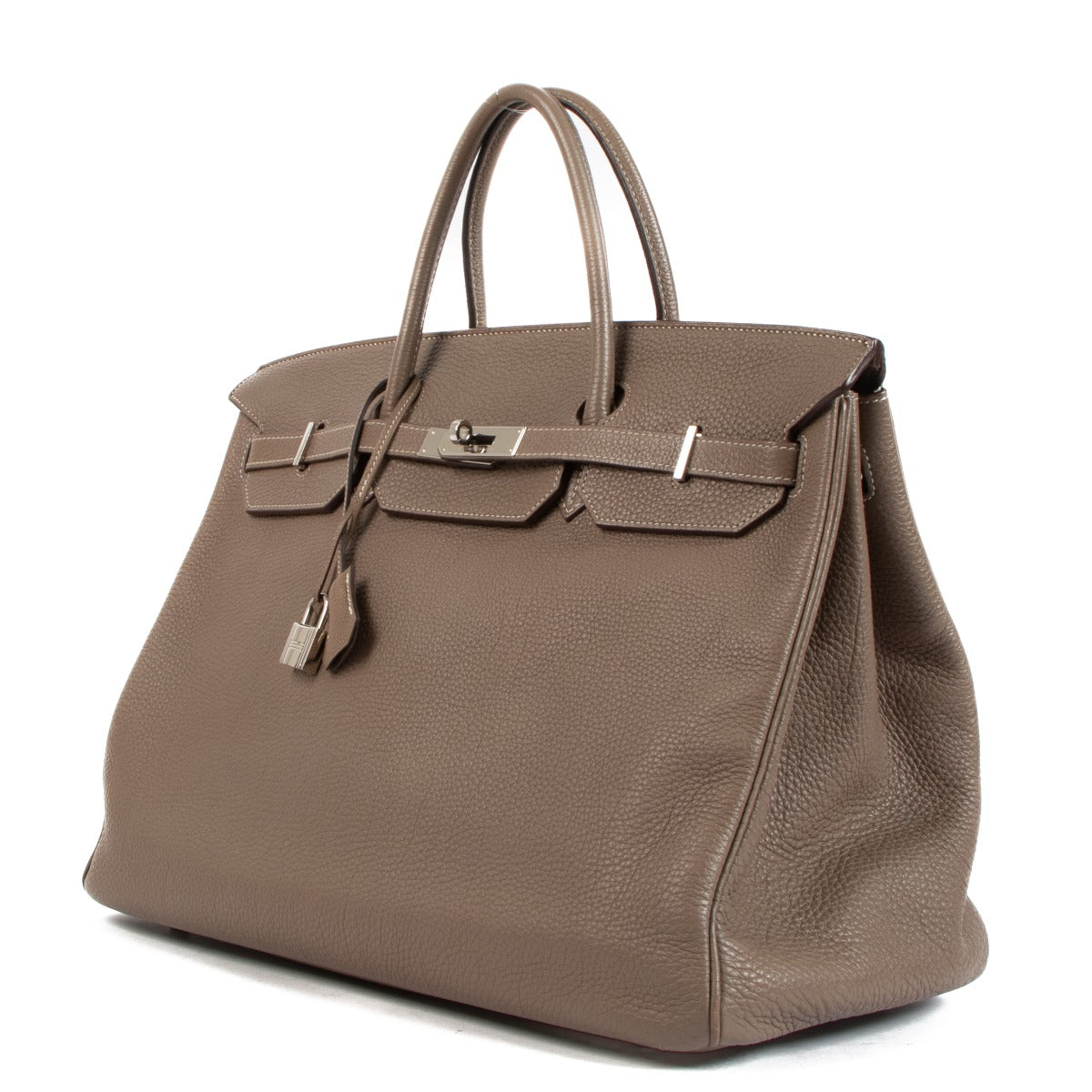 Authentic second hand Hermès 2010 Birkin 40 Taurillon Clemence Etoupe on www.labellov.com