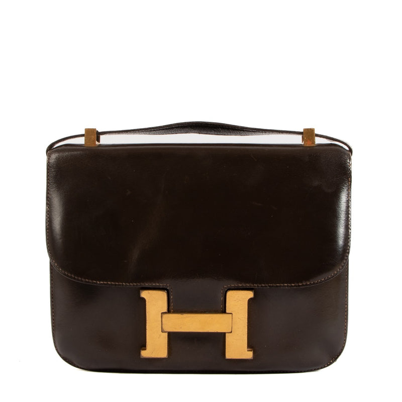 authentic second hand Vintage Hermès Brown Constance Shoulder bag on www.Labellov.com
