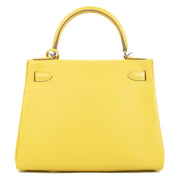 Authentic second hand Hermes Kelly 28 Lime Yellow on www.labellov.com
