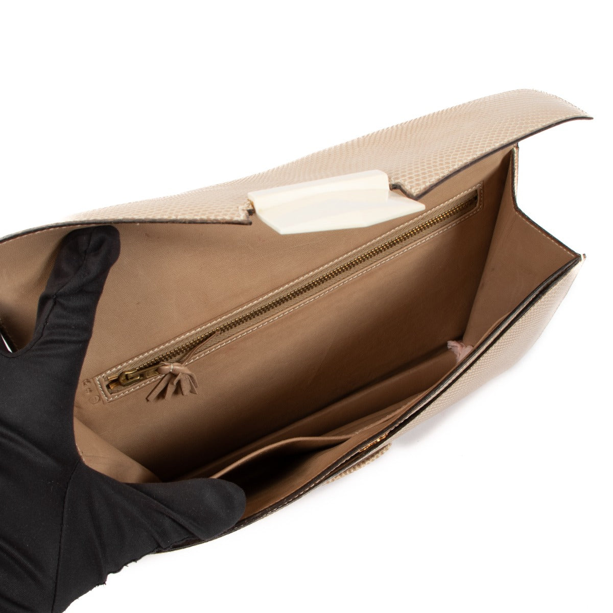 Hermès Pan Ficelle Vintage Clutch van hagedissenleer