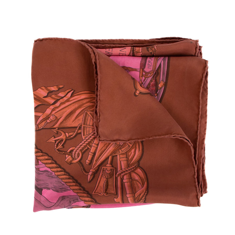 Hermès Pink Marine et Cavalerie Silk Scarf