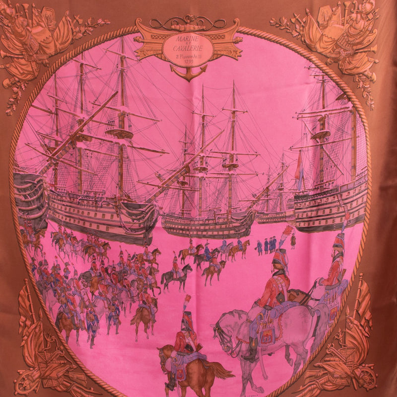 Hermès Pink Marine et Cavalerie Silk Scarf