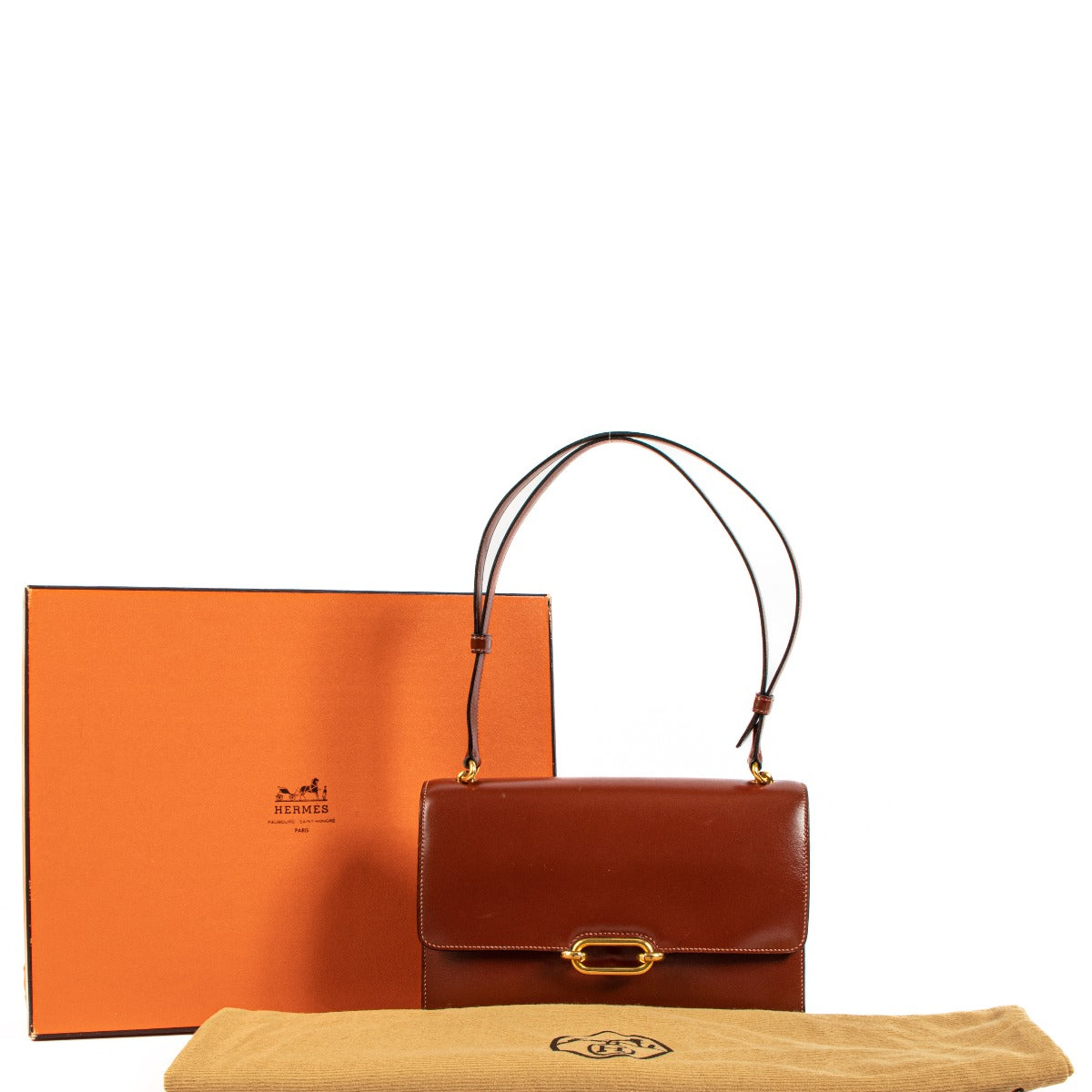 Hermès Fonsbelle Brique Box Vintage Shoulder Bag