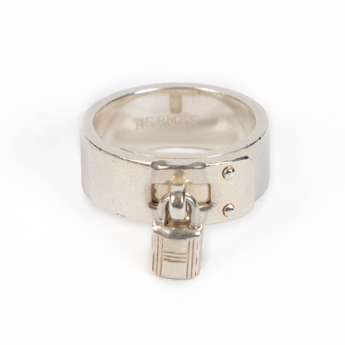 Hermès Vintage Silver Cadenas H Kelly Lock Charm Ring