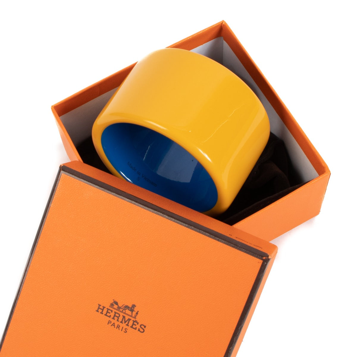 Hermès Yellow Resin Cuff Bangle Bracelet