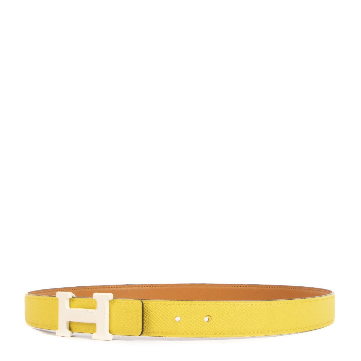 Hermès Lime/Goud Omkeerbare Mini Constance Riem 24 mm - Maat 75