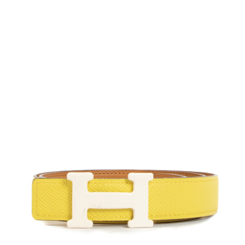 Hermès Lime/Gold Reversible Mini Constance Belt 24mm