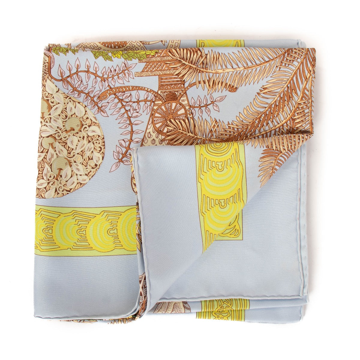 Hermès Blue Les Legendes de L'Arbre 90 Scarf