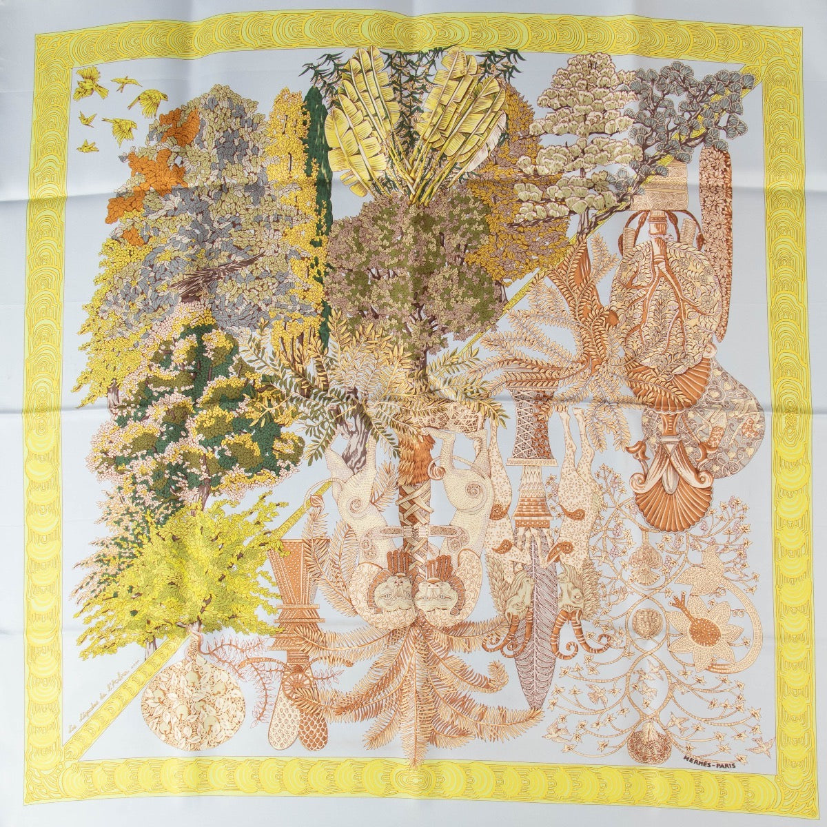 Hermès Blue Les Legendes de L'Arbre 90 Scarf