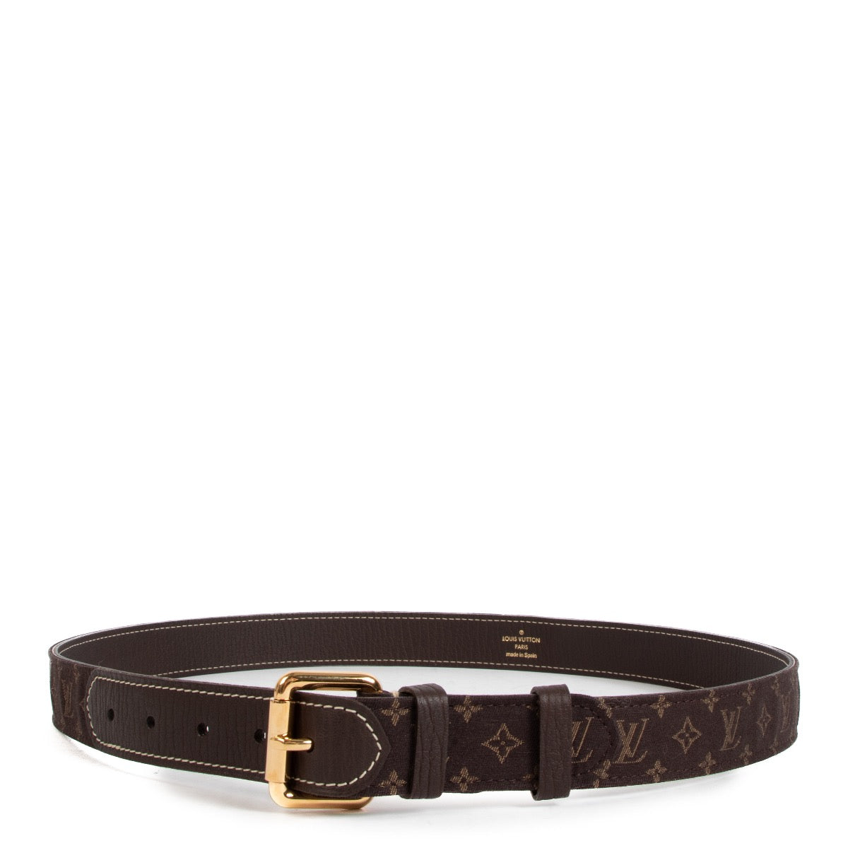 Shop safe online at Labellov in Antwerp, Brussels and Knokke this 100% authentic second hand Louis Vuitton Brown Mini Lin Belt - size 90