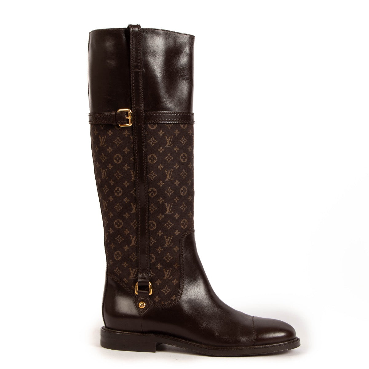 Shop safe online at Labellov in Antwerp this 100% authentic second hand Louis Vuitton Flash Jodie Brown Monogram Riding Boots