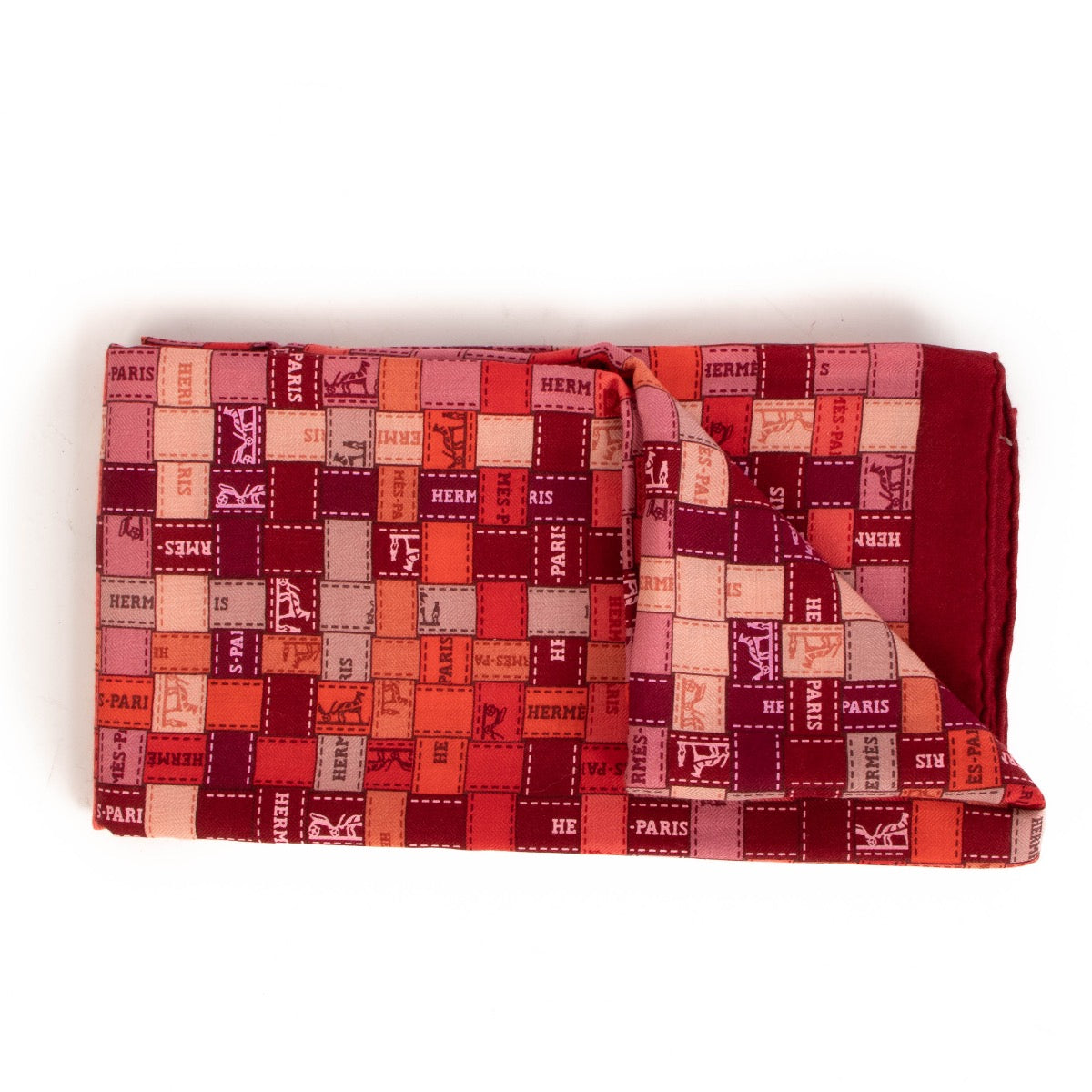 Shop a 100% authentic Hermès Red Bolduc Au Carré Cashmere And Silk Scarf on Labellov.com.