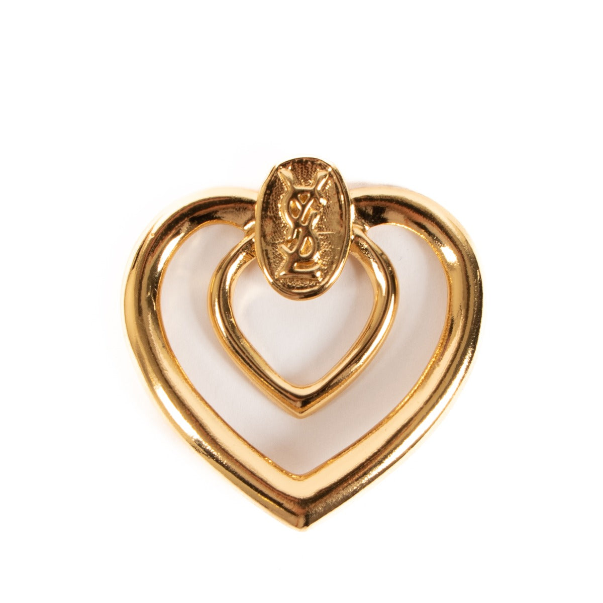 Yves Saint Laurent Vintage Gold Heart Scarf Clip