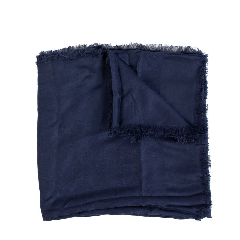 Versace Blue Medusa Jacquard Lenpur Scarf
