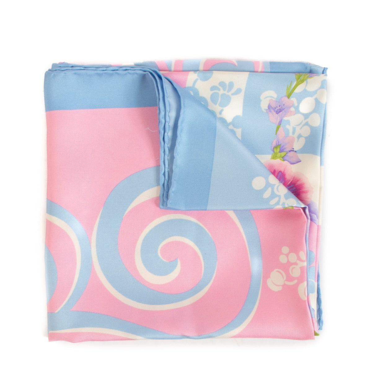 Versace Pastel Blue Floral Silk Scarf