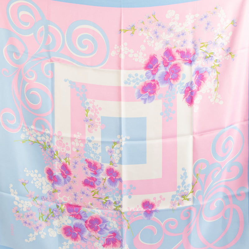 Versace Pastel Blue Floral Silk Scarf