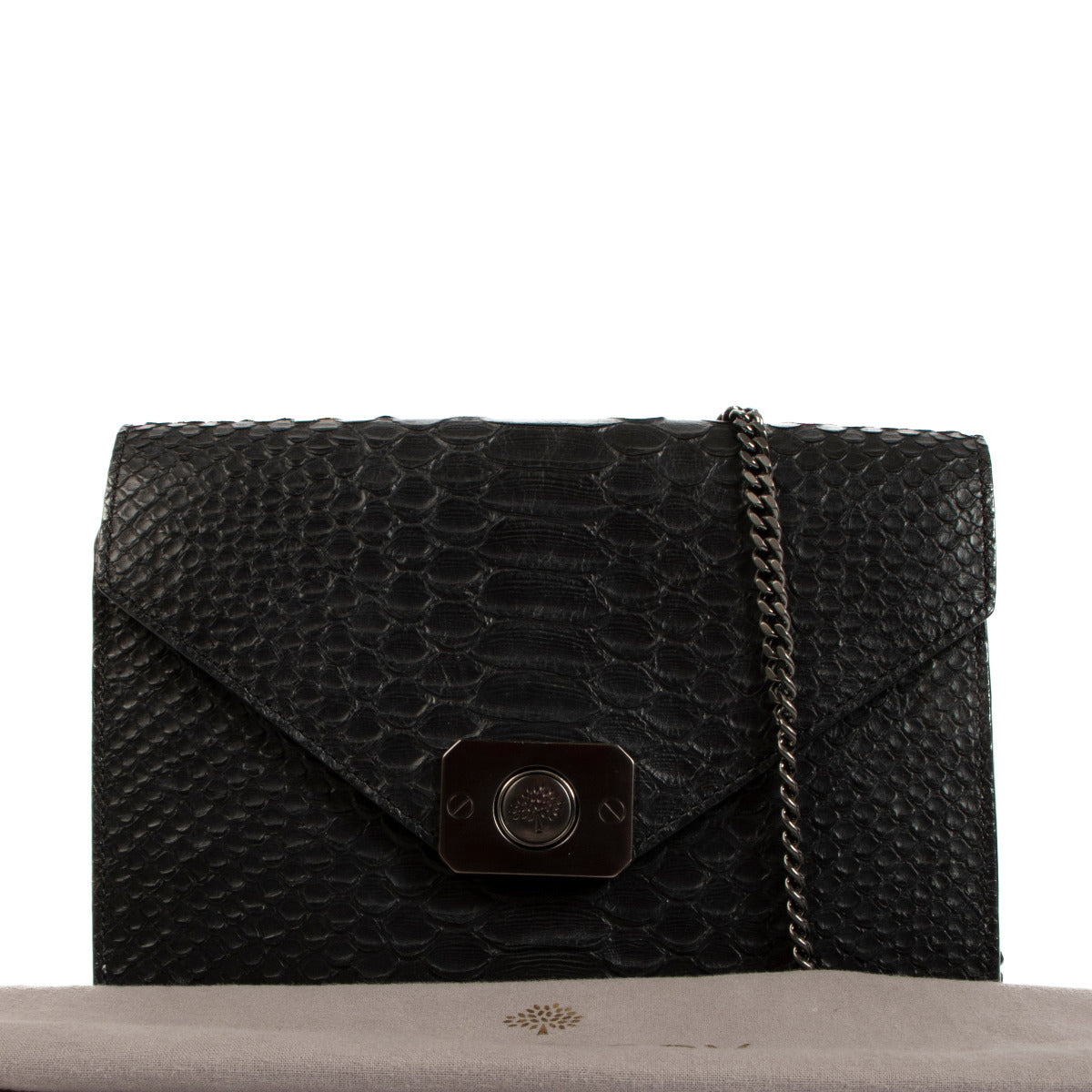 Mulberry Black Embossed Snake Leather Delphie Shoulder Bag