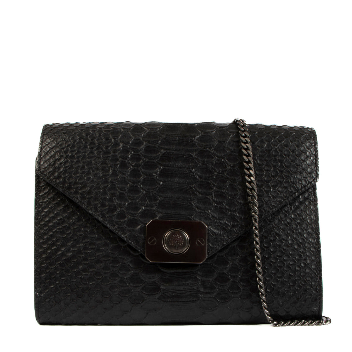Mulberry Black Embossed Snake Leather Delphie Shoulder Bag