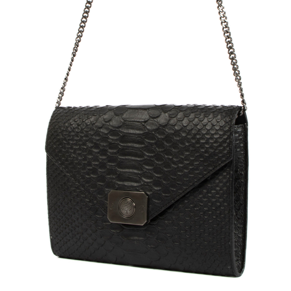 Mulberry Black Embossed Snake Leather Delphie Shoulder Bag