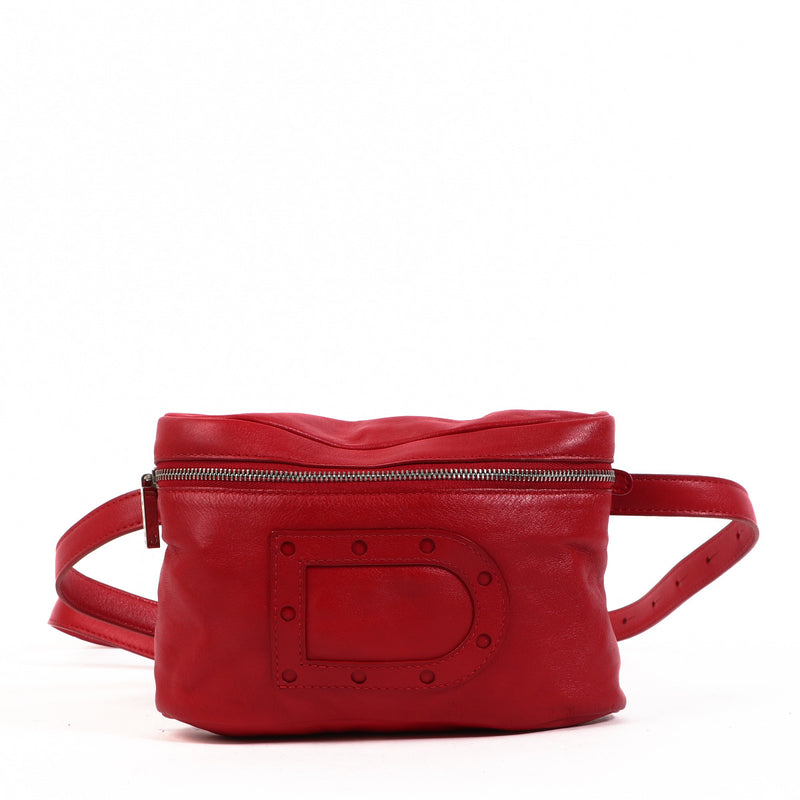 Delvaux Rode Leren Crossbody Heuptas