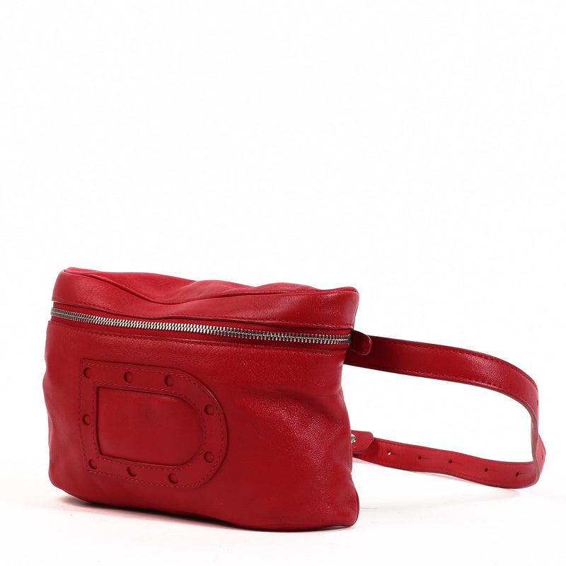 Delvaux Red Leather Crossbody Bum Bag for the best price at labellov secondhand luxury in Antwerp