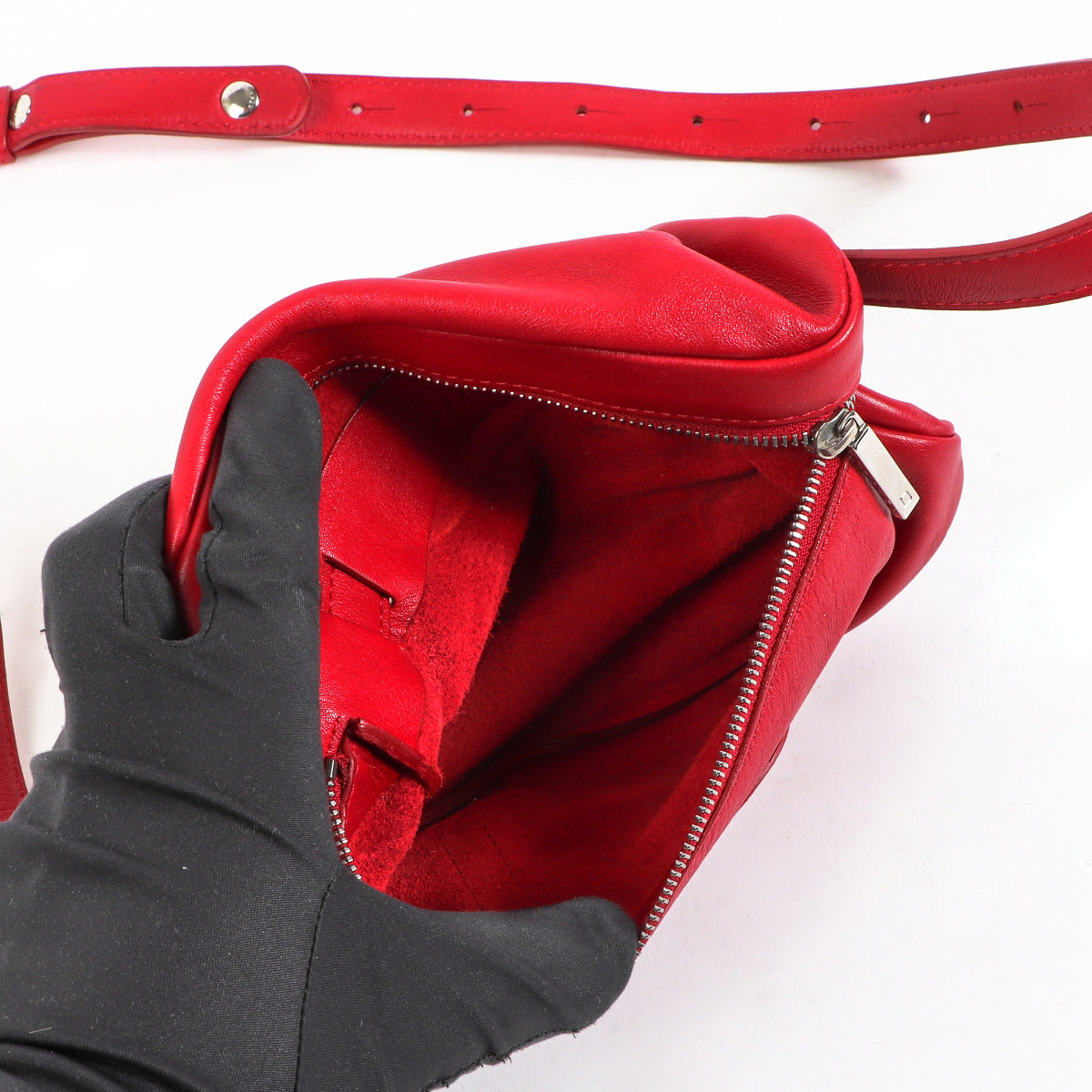 Delvaux Red Leather Crossbody Bum Bag