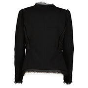Chanel 04P Black Wool Frayed Edge Jacket
