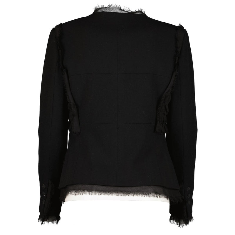 Chanel 04P Black Wool Frayed Edge Jacket
