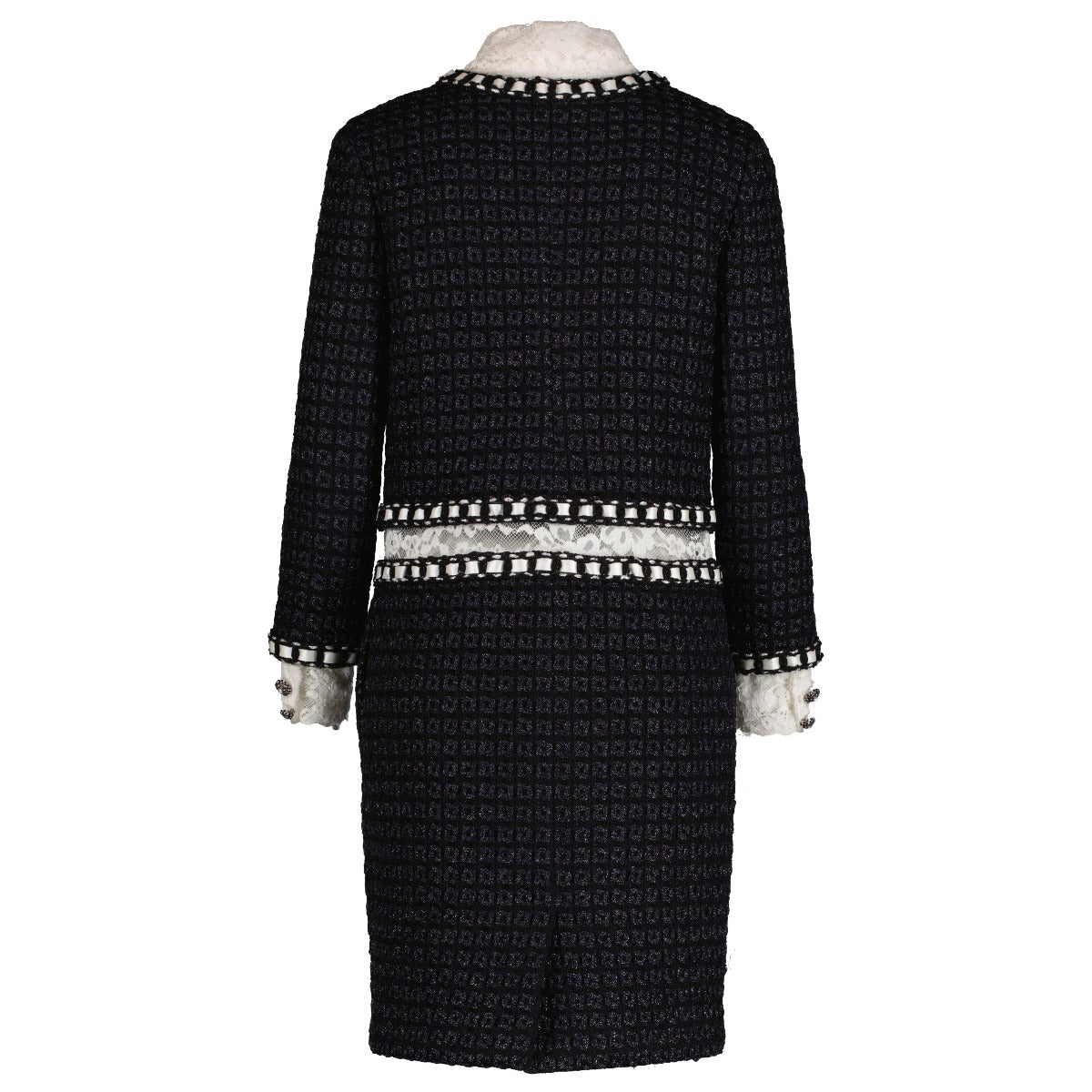 Chanel 16A Runway Lace Trim Tweed Dress