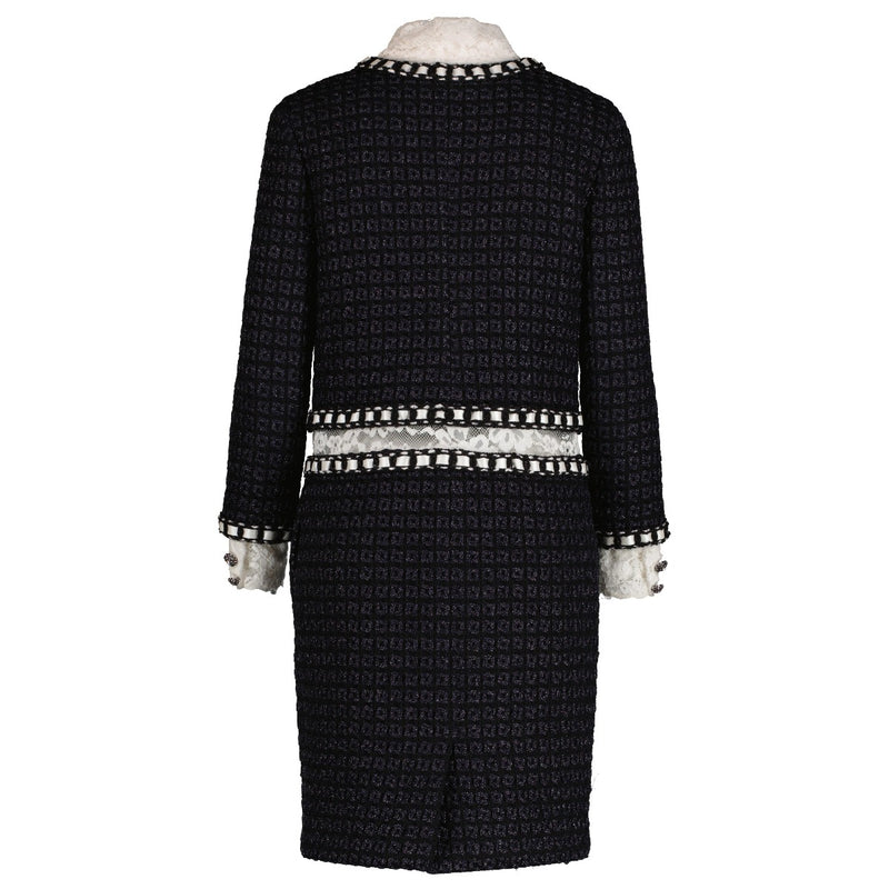 Chanel 16A Runway Lace Trim Tweed Dress