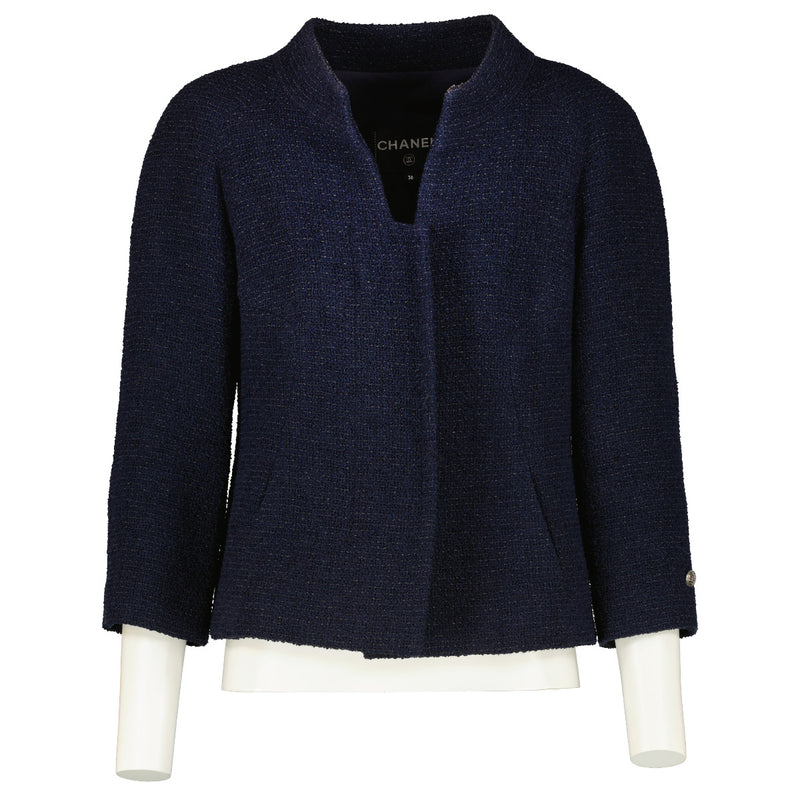 Chanel 17P Short Blue Tweed Jacket