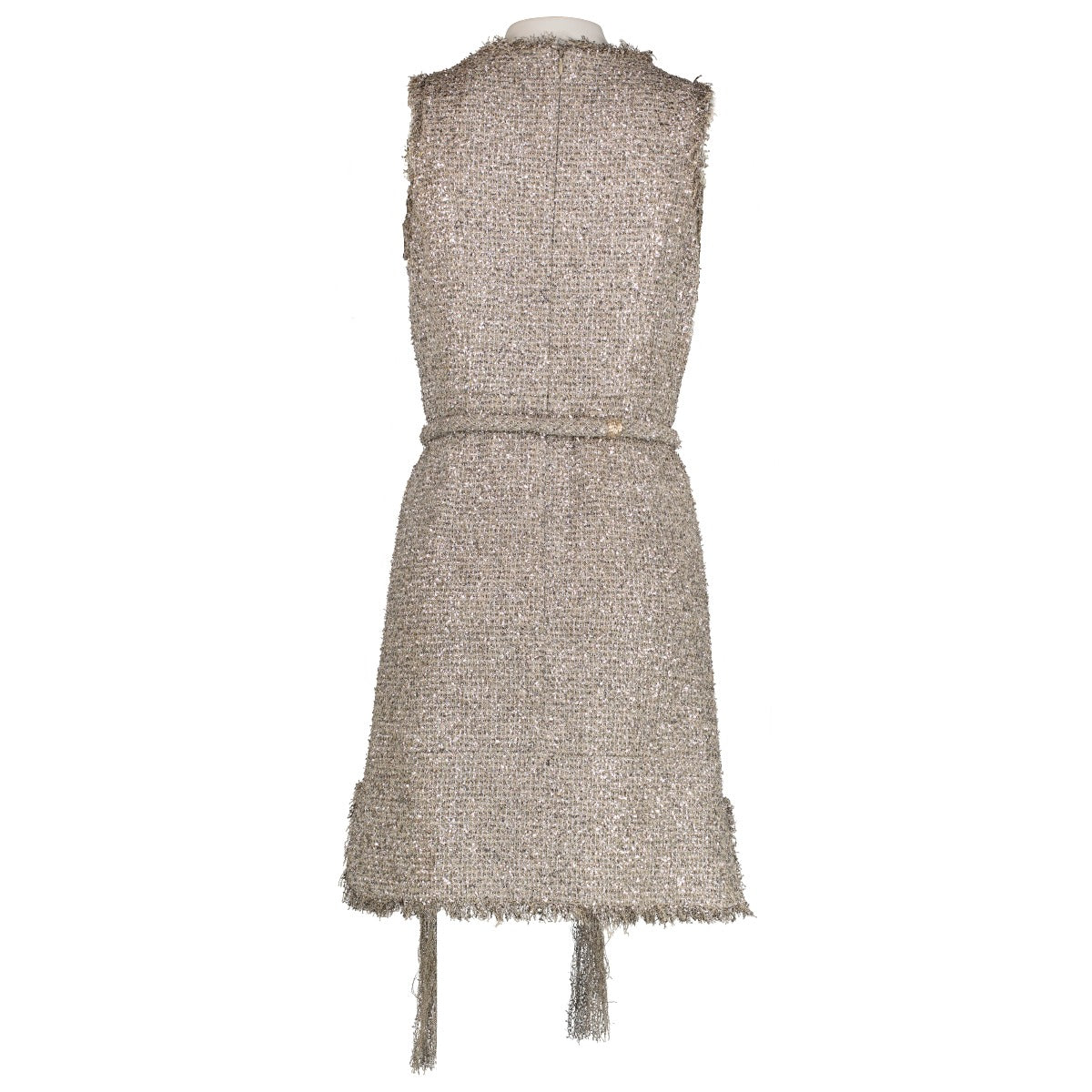 Ensemble veste/robe en tweed argent métallisé Chanel 18C - FR38