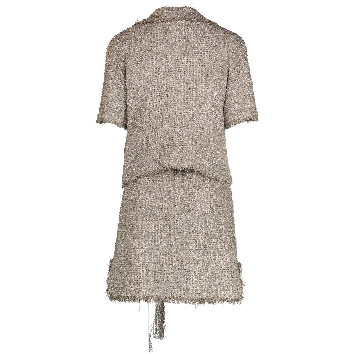 Ensemble veste/robe en tweed argent métallisé Chanel 18C - FR38