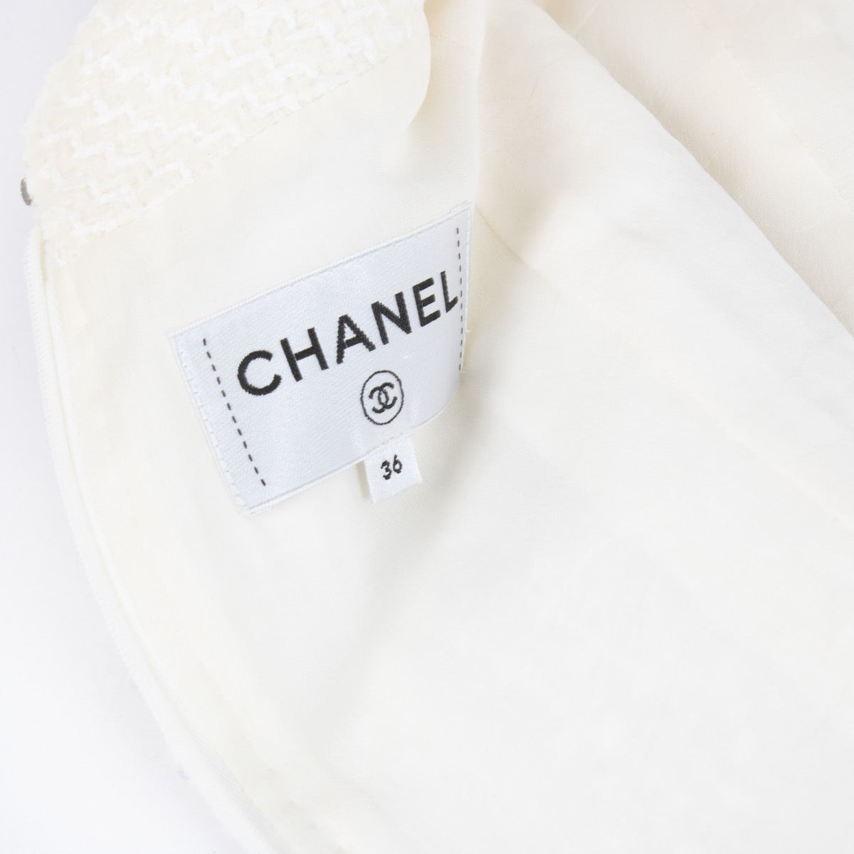 Shop 100% authentic secondhand Chanel 20k White Tweed Dress - Size 36 on Labellov.com