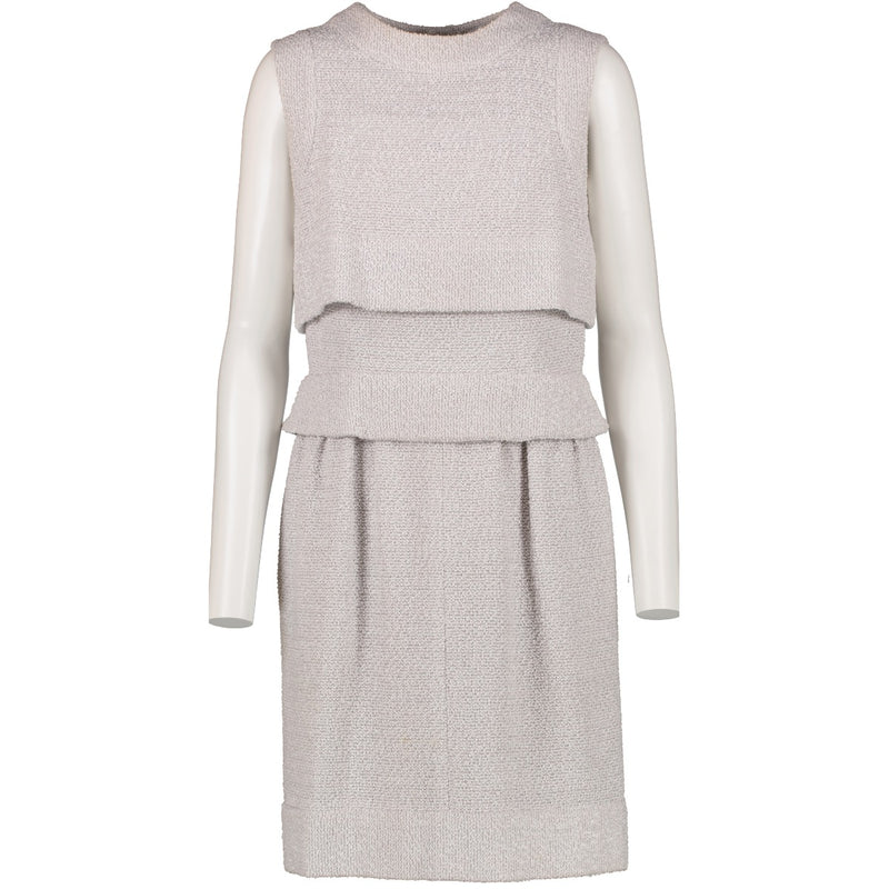 shop 100% authentic second hand Chanel Silver Tweed Dress - Size 38 on Labellov.com