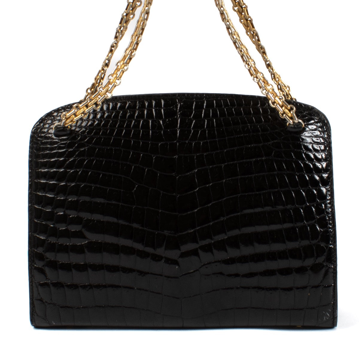 shop 100% authentic second hand Delvaux Black Crocodile Chain Bag on Labellov.com