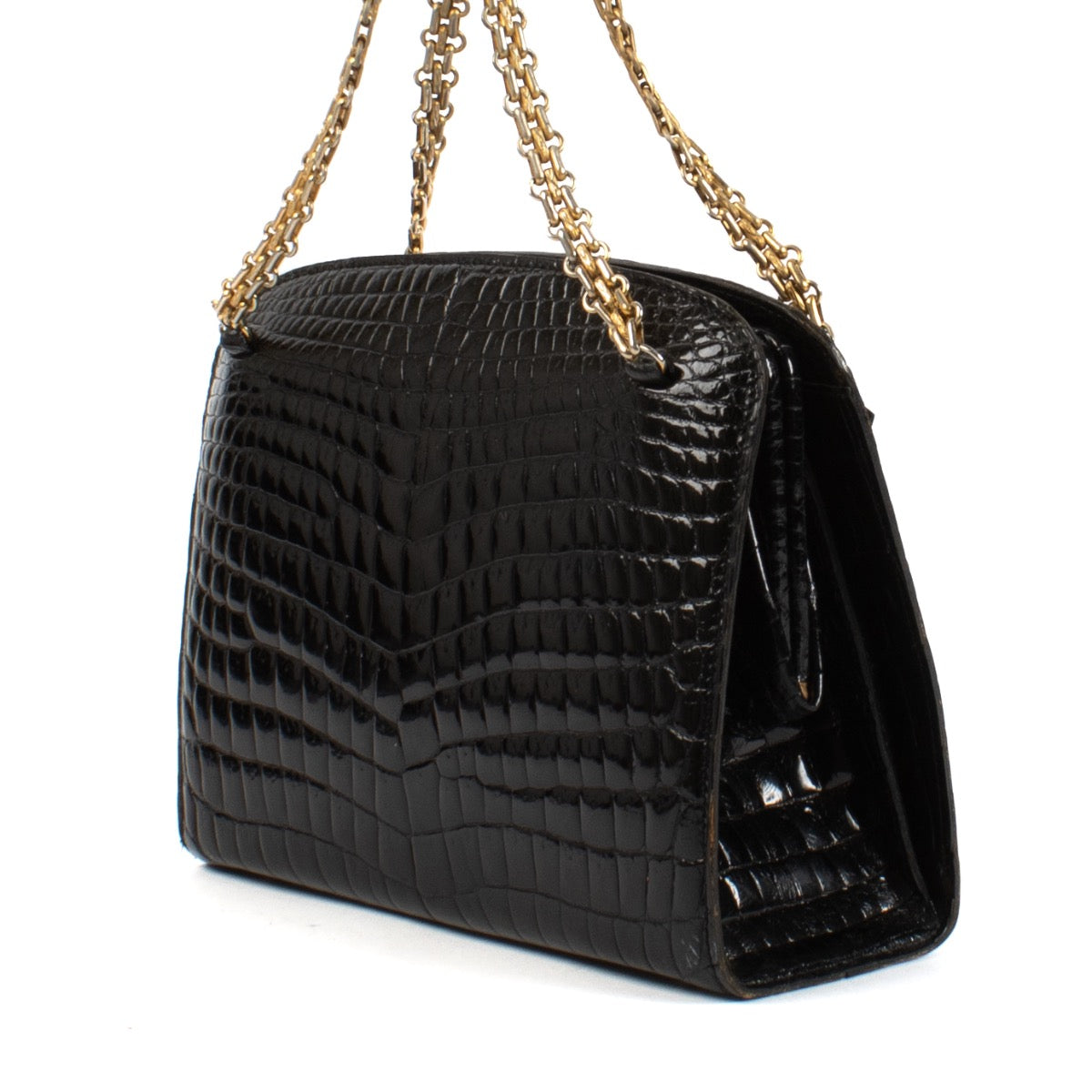 shop 100% authentic second hand Delvaux Black Crocodile Chain Bag on Labellov.com