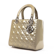 Buy an authentic second hand Christian Dior Medium Lady Dior Beige Pantent Leather Cannage