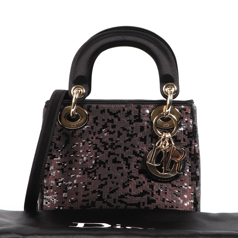 Buy an authentic second hand Christian Dior Sequin Embellished Satin ABC Mini Lady Dior in excellent condition at Labellov.com