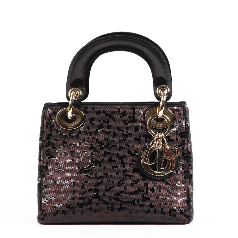 Buy an authentic second hand Christian Dior Sequin Embellished Satin ABC Mini Lady Dior in excellent condition at Labellov.com