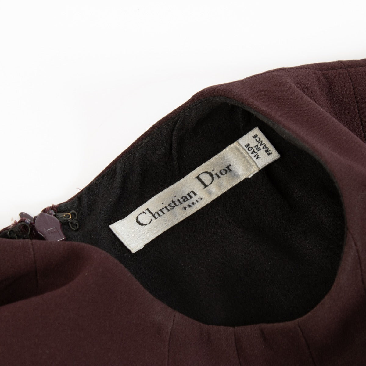 Christian Dior Bordeaux Geplooide Jurk - Maat FR36