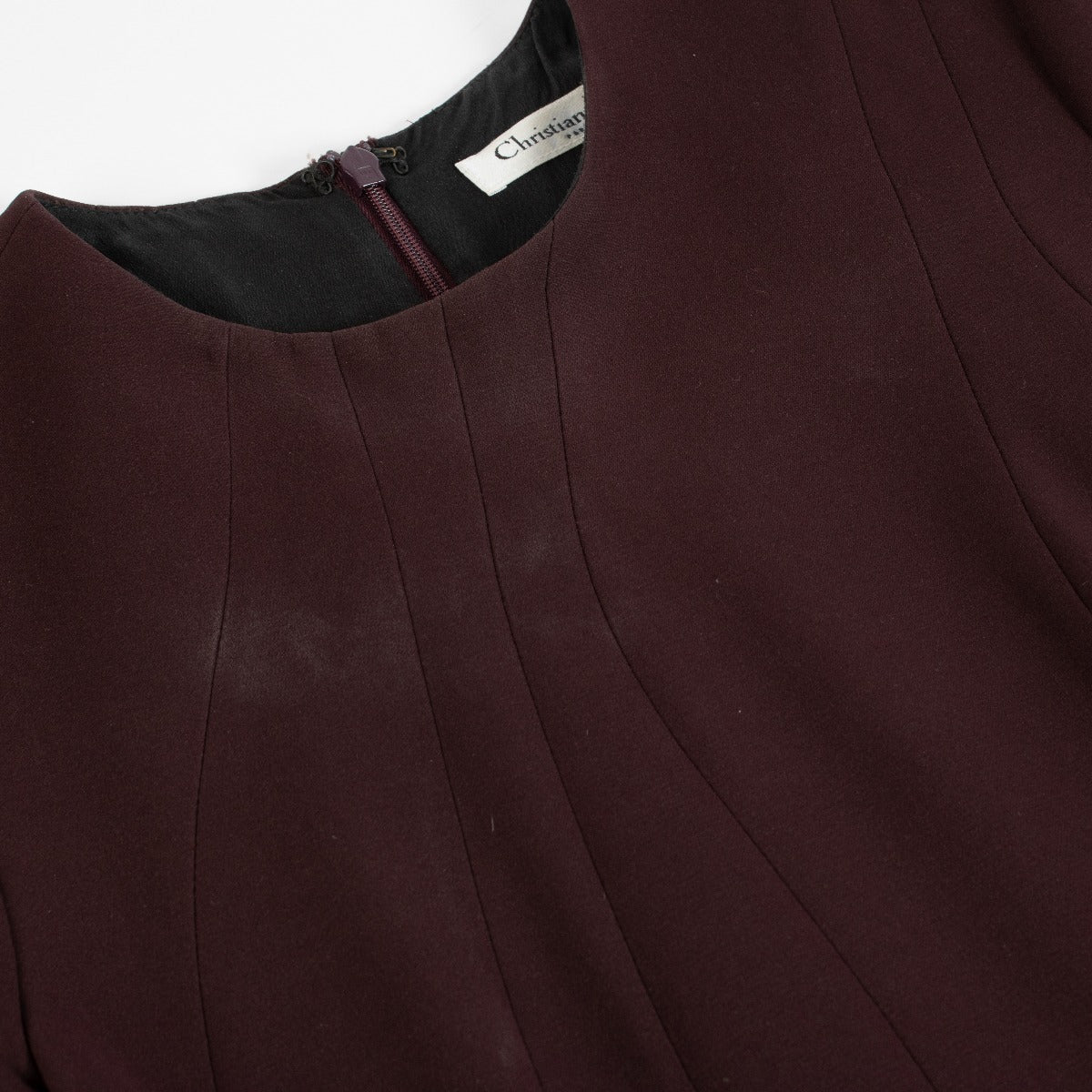 Christian Dior Bordeaux Geplooide Jurk - Maat FR36