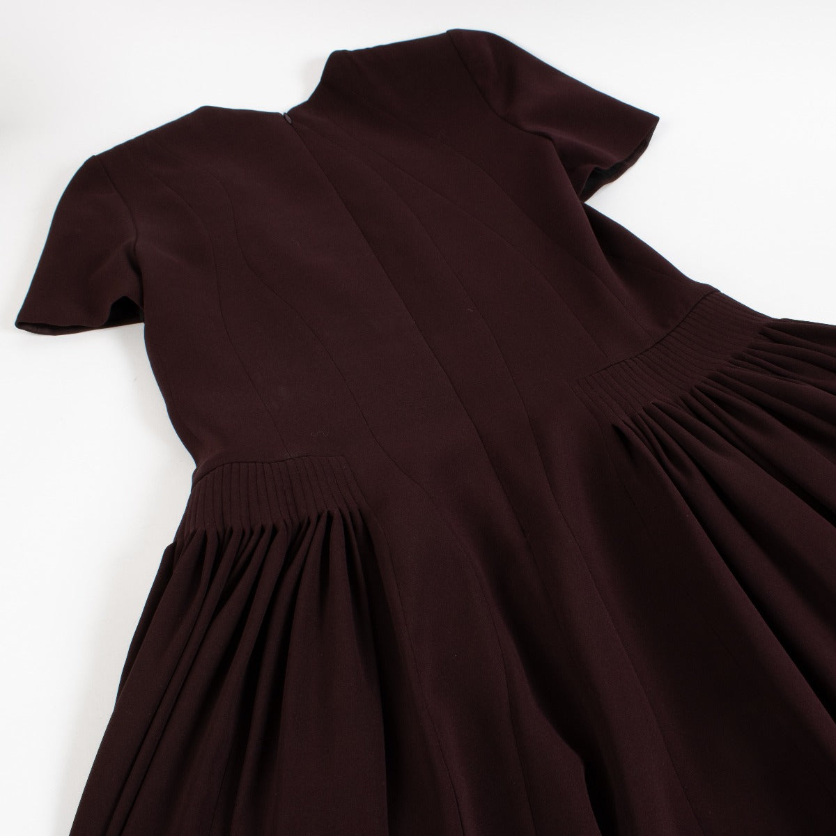 Christian Dior Bordeaux Geplooide Jurk - Maat FR36