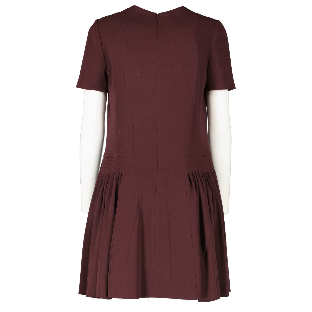 Christian Dior Bordeaux Geplooide Jurk - Maat FR36